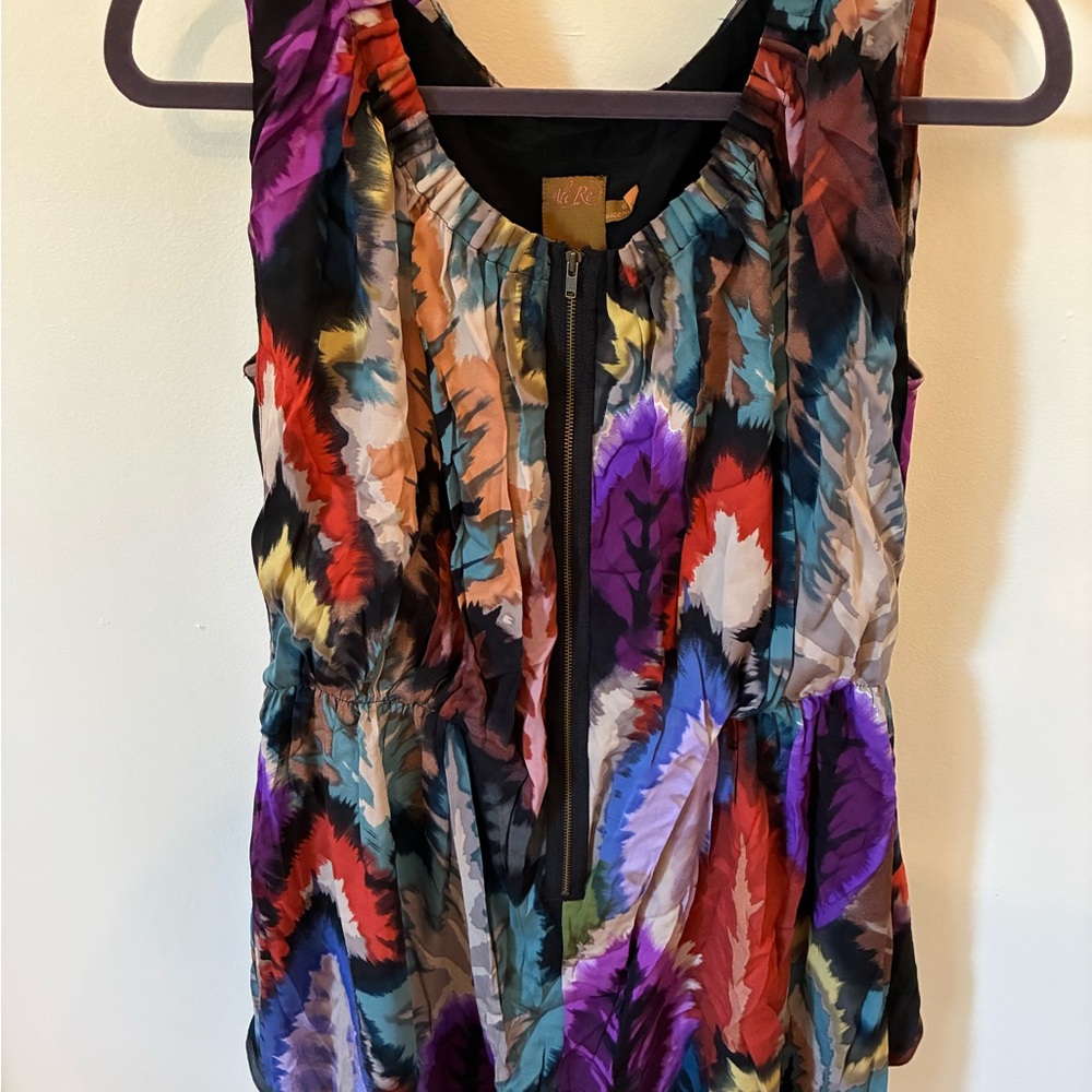 Anthropologie Ali Ro Colorful Silk Dress Zipper Front Size 6 LNWOT